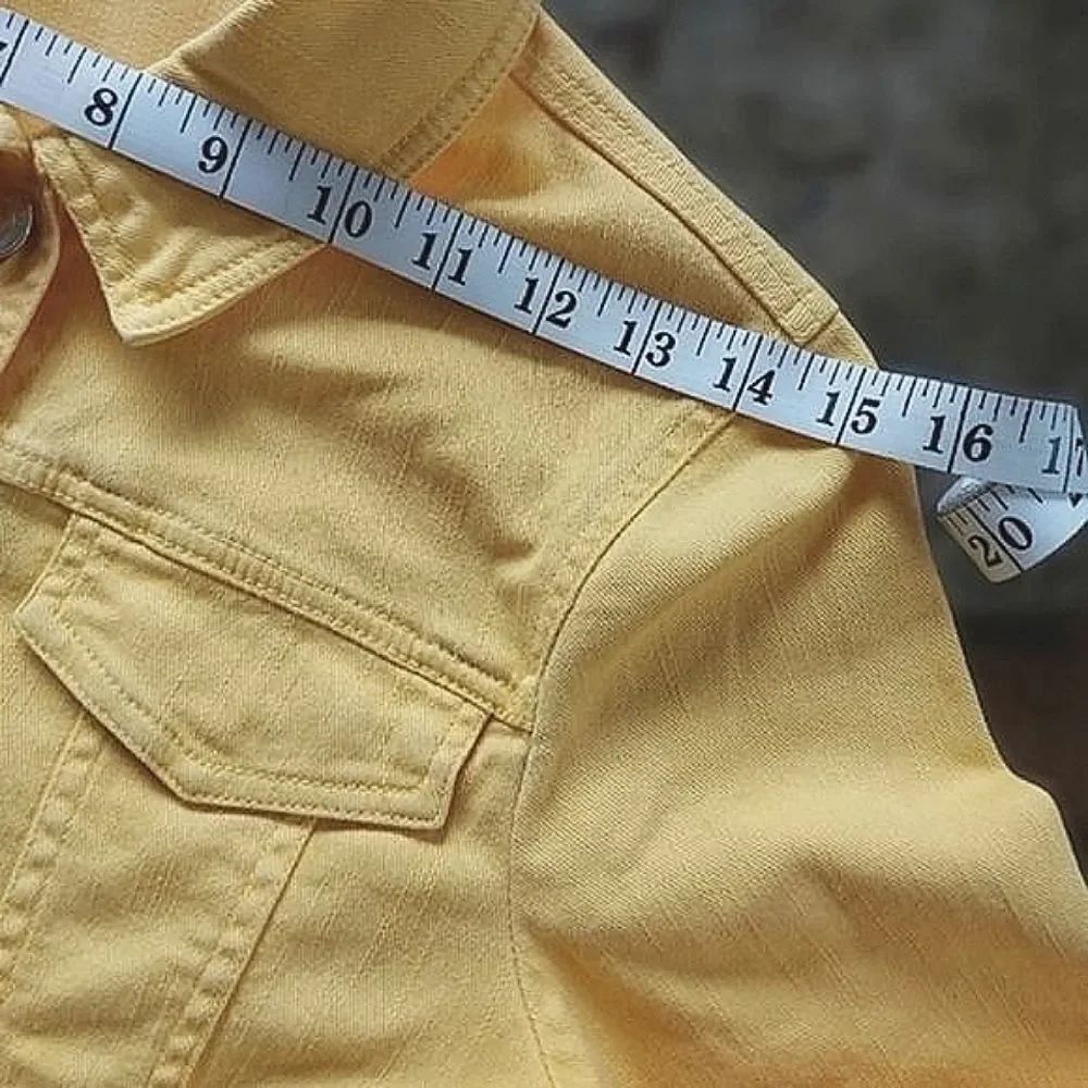 Vtg lemon yellow denim button up jacket - Picture 6 of 12